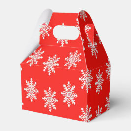 Caja Para Regalos Navidades con copos de nieve en rojo