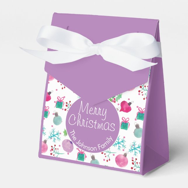 Caja Para Regalos Navidades de acuarela Patrón de pintura de mano te (Front Side)