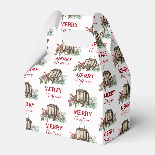 Caja Para Regalos Navidades de acuarela rusas Lantern Pine Berries (Front Side)