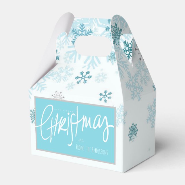 Caja Para Regalos Navidades de Blue Snowflakes (Front Side)