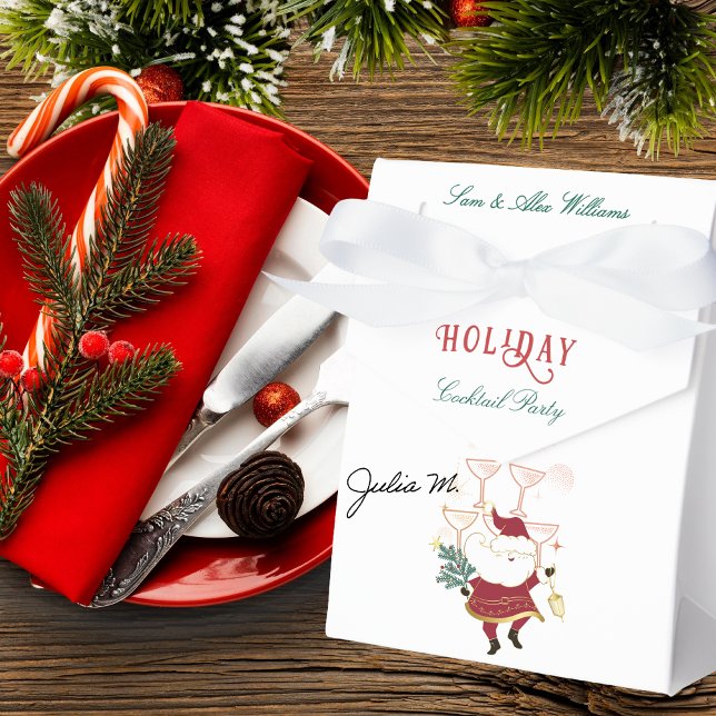 Caja Para Regalos Navidades de oficina de Tini Bit Merry Martini San (Tini Bit Merry Martini Office Christmas Secret Santa White Elephant Holiday Party Cocktail Favor Box)