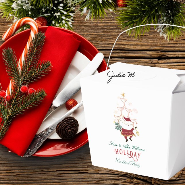 Caja Para Regalos Navidades de oficina de Tini Bit Merry Martini San (Tini Bit Merry Martini Office Christmas Secret Santa White Elephant Holiday Party Cocktail Favor Box)