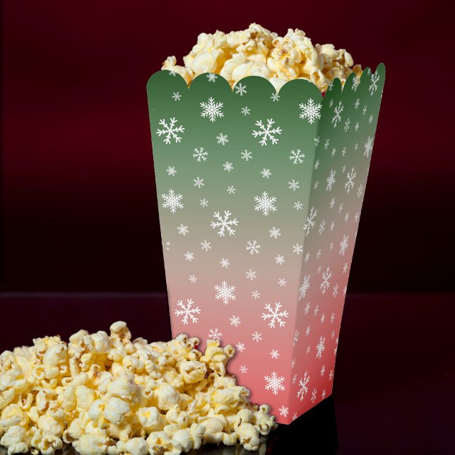 Caja Para Regalos Navidades De Ombre Rojo Y Verde De Snowflake (Snowflake Green & Red Ombre Christmas Favor Boxes
)