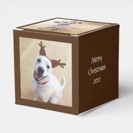 Caja Para Regalos Navidades de perros de reno blanco sonrientes y ag