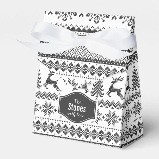 Caja Para Regalos Navidades de personalizado suéter negro patrón de  (Front Side)