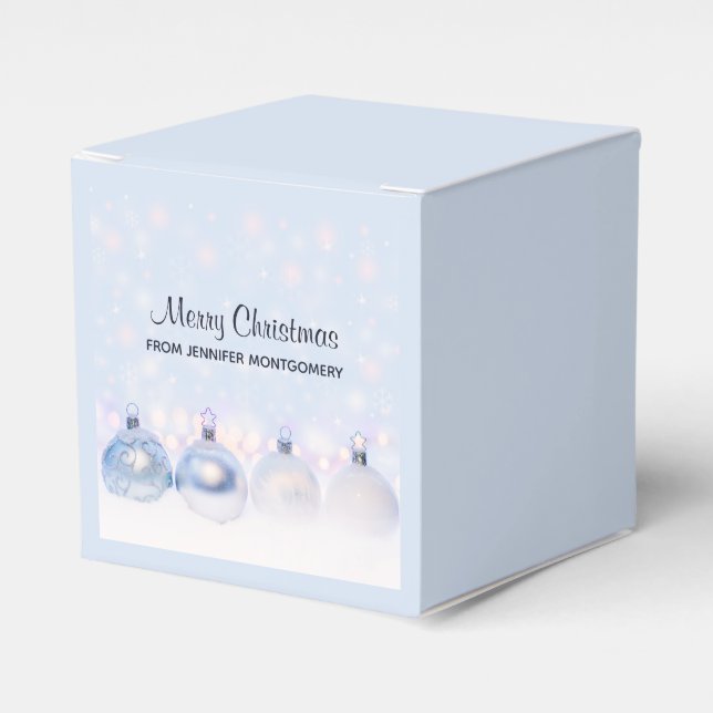 Caja Para Regalos Navidades de plata festividad golpean la nieve (Costado Anverso)