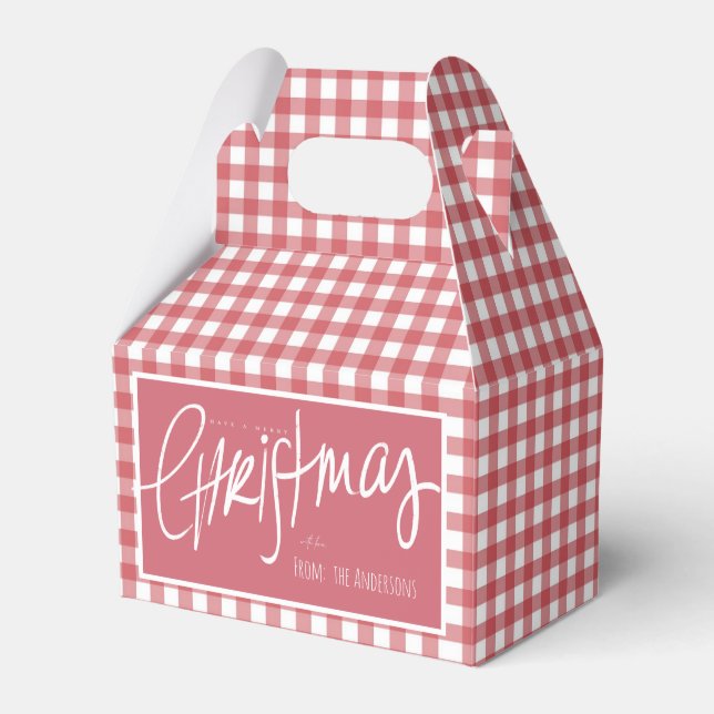 Caja Para Regalos Navidades de Red Gingham Plaid (Front Side)