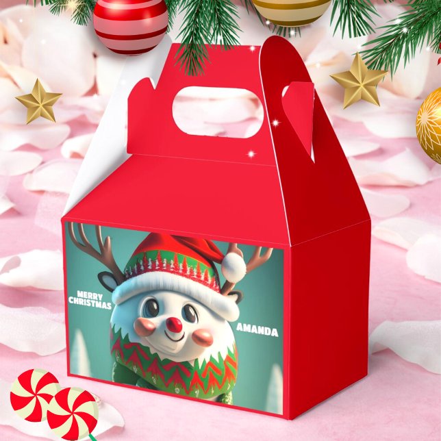 Caja Para Regalos Navidades de renos Niños Fiesta Rojo (Subido por el creador)