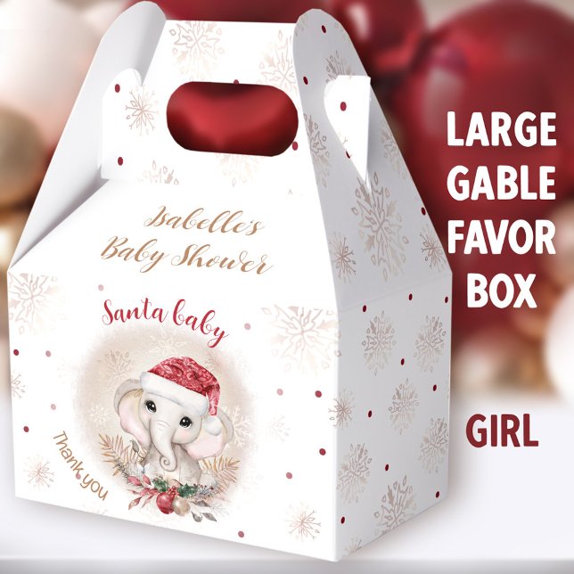 Caja Para Regalos Navidades de Santa Bebé Baby Shower Large (Santa Baby Girl Large Gable Favor Boxes - You can choose from 3 sizes of these gable favor boxes)