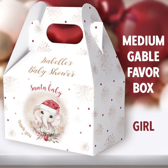 Caja Para Regalos Navidades de Santa Bebé Baby Shower Medium (Santa Baby Girl Medium Gable Favor Boxes - You can choose from 3 sizes of these gable favor boxes)