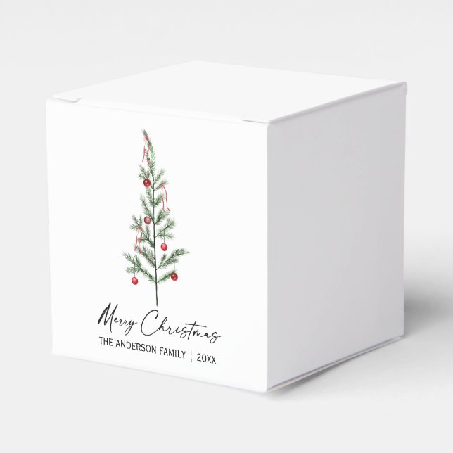 Caja Para Regalos Navidades de tinta de caligrafía de árbol de pino  (Costado Anverso)