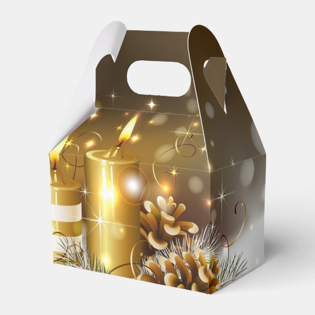 Caja Para Regalos Navidades de Velas de Oro Elegantes vacaciones (Front Side)