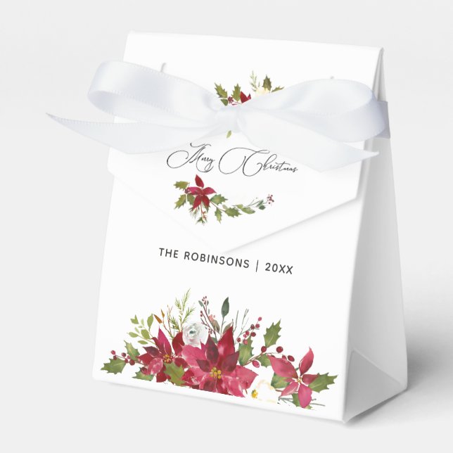 Caja Para Regalos Navidades de Watercolor Poinsettia (Front Side)