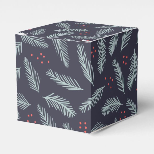 Caja Para Regalos Navidades de White Pine Boughs Feathers Holly Berr (Costado Anverso)
