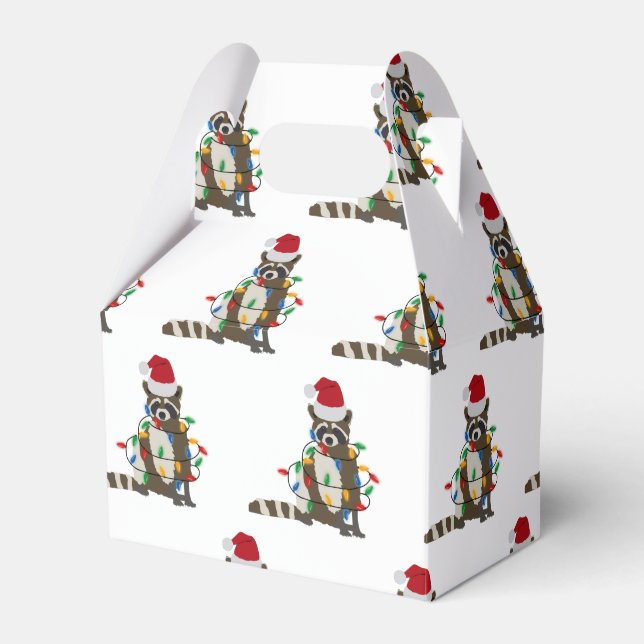 Caja Para Regalos Navidades divertidos Raccoon Santa Hat Xmas Luces (Front Side)