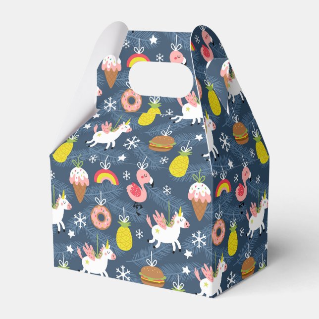 Caja Para Regalos Navidades divertidos Unicornio y el patrón de flam (Front Side)