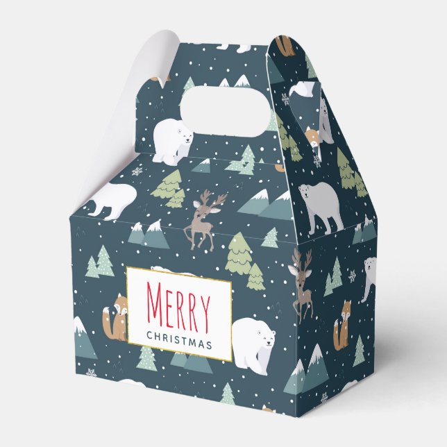 Caja Para Regalos Navidades educados Animales de Invierno Patrón Rús (Front Side)