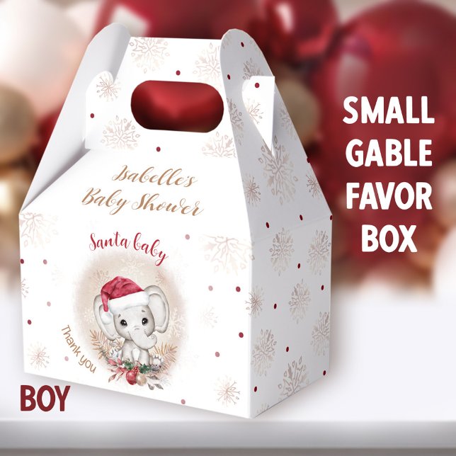 Caja Para Regalos Navidades elefantes de Santa Bebé Baby Shower pequ (Santa Baby Boy Small Gable Favor Boxes - You can choose from 3 sizes of these gable favor boxes)
