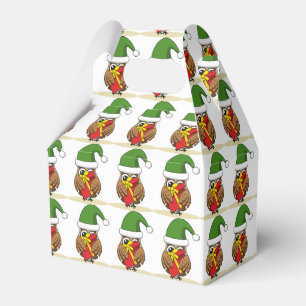 Caja Para Regalos Navidades Elf Owl con presente