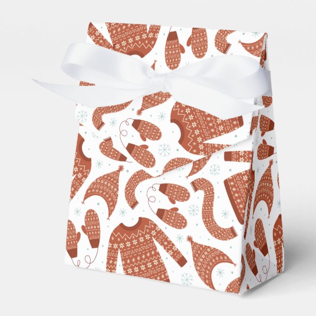 Caja Para Regalos Navidades feos Gorra suéter bufanda Blanco rojo (Front Side)