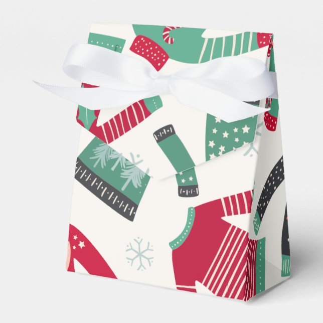 Caja Para Regalos Navidades feos Patrón de vacaciones dulces Rojo ve (Front Side)