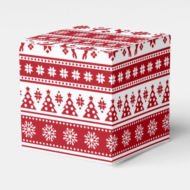 Caja Para Regalos Navidades Festividad Patrón Nórdico Acogedor (Costado Anverso)