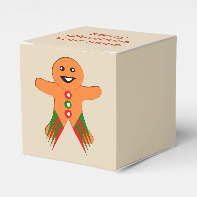 Caja Para Regalos Navidades Fiesta Gingerbread Hombre Personalizado  (Costado Anverso)