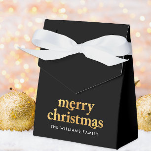 Caja Para Regalos Navidades Fiesta Oro y Negro Elegante