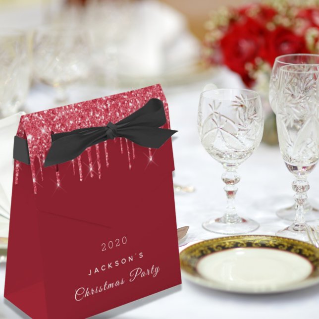 Caja Para Regalos Navidades Fiesta purpurina rojo gotea elegante mod (Subido por el creador)