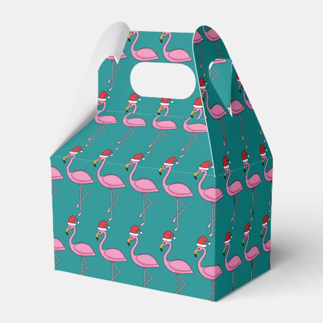 Caja Para Regalos Navidades Flamingo con Santa Hat (Front Side)