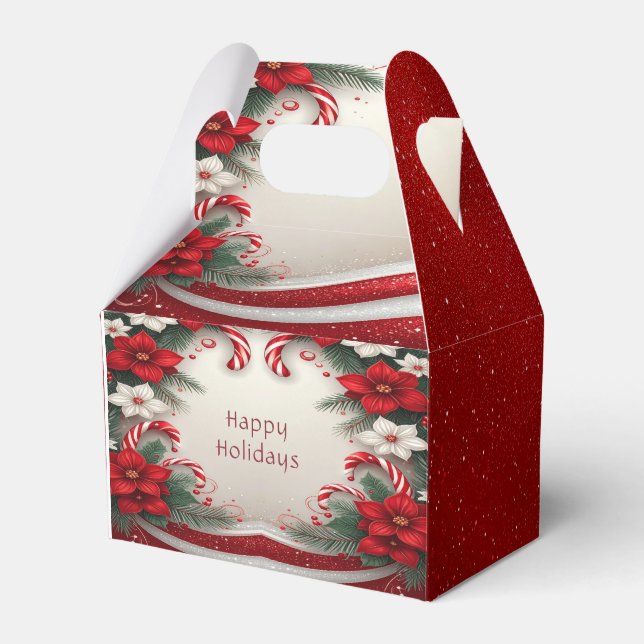 Caja Para Regalos Navidades Floral Candy Canes Holiday Box (Front Side)