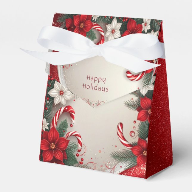 Caja Para Regalos Navidades Floral Candy Canes Holiday Box (Front Side)