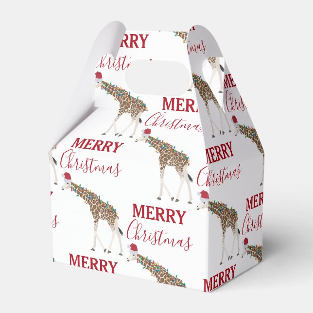 Caja Para Regalos Navidades Giraffe gracioso animal con Santa Hat (Front Side)