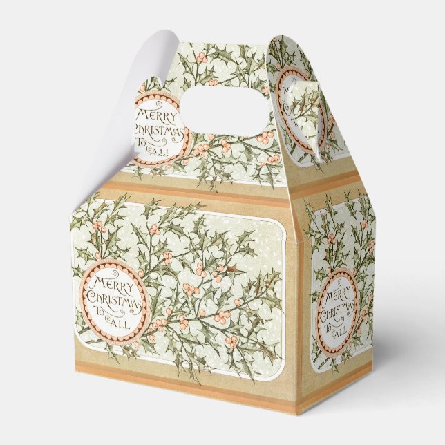 Caja Para Regalos Navidades Holly Bonito saludo antiguo (Front Side)