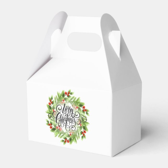 Caja Para Regalos Navidades Holly Favor Box (Front Side)