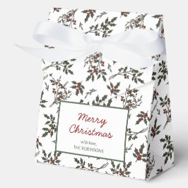 Caja Para Regalos Navidades Holly Modernos Planta Patrón Blanco