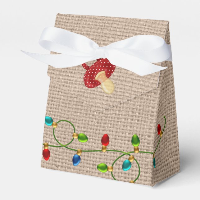 Caja Para Regalos Navidades Luces Faux Burlap Tent Favor Box (Front Side)