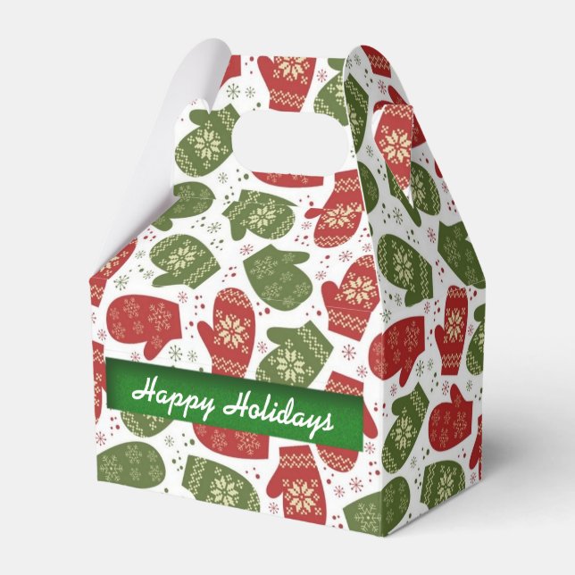 Caja Para Regalos Navidades Mittens Pattern Favor Box (Front Side)