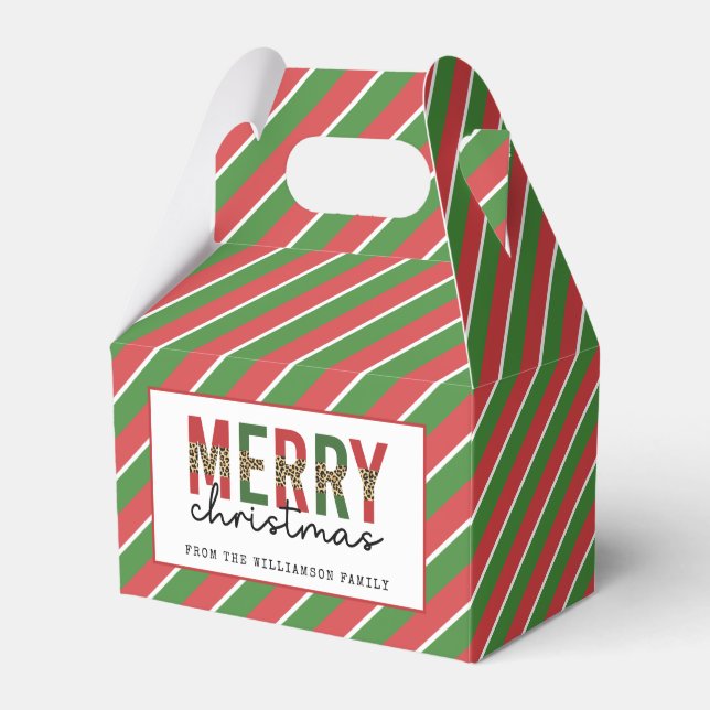 Caja Para Regalos Navidades modernos leopardo imprimen rayas verdes  (Front Side)