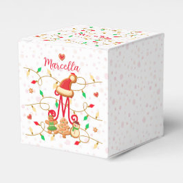 Caja Para Regalos Navidades Nombre Monograma Personalizado Gingerbre