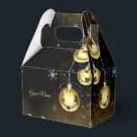 Caja Para Regalos Navidades Ornamentos dorados Estrellas brillantes<br><div class="desc">Navidades Ornamentos Dorados Luminosas Estrellas Cajas Favor Negro. Diseño único,  bonito y elegante. Fácil de personalizar. El estilo de letra,  el tamaño y los colores se pueden cambiar. Elementos coincidentes disponibles.</div>