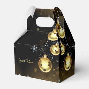 Caja Para Regalos Navidades Ornamentos dorados Estrellas brillantes 