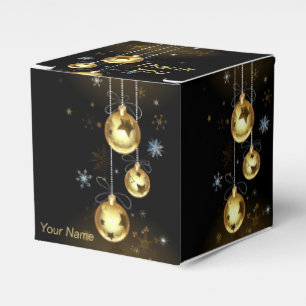 Caja Para Regalos Navidades Ornamentos dorados Estrellas brillantes 
