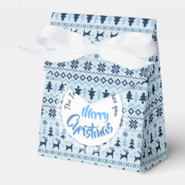 Caja Para Regalos NAVIDADES Patrón de ciervo azul personalizado Favo