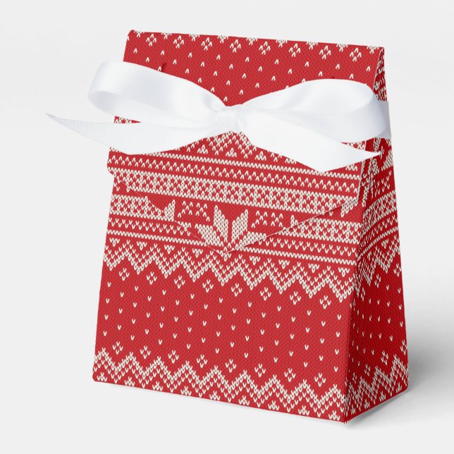 Caja Para Regalos Navidades Patrón de punto de sudor - ROJO (Front Side)