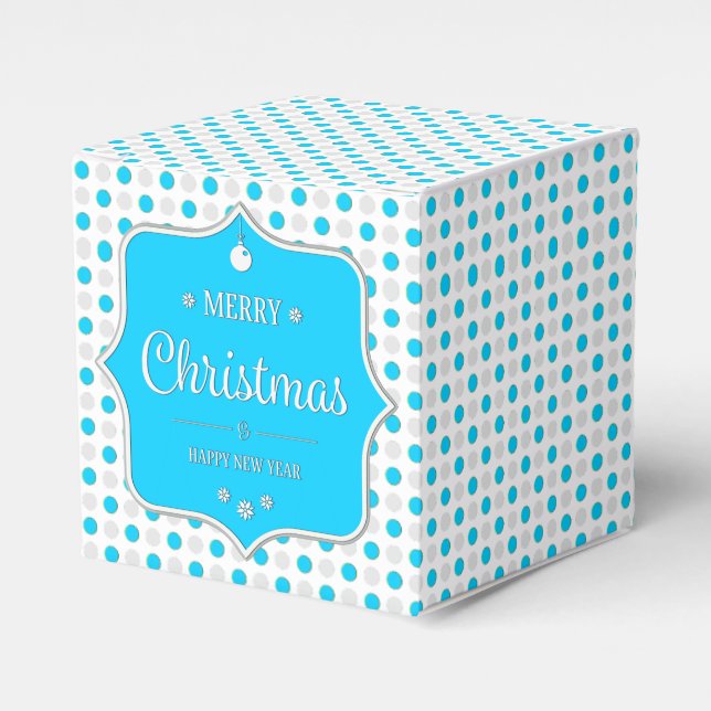 Caja Para Regalos Navidades Plata-Blue Polka Dots Favor Box (Costado Anverso)