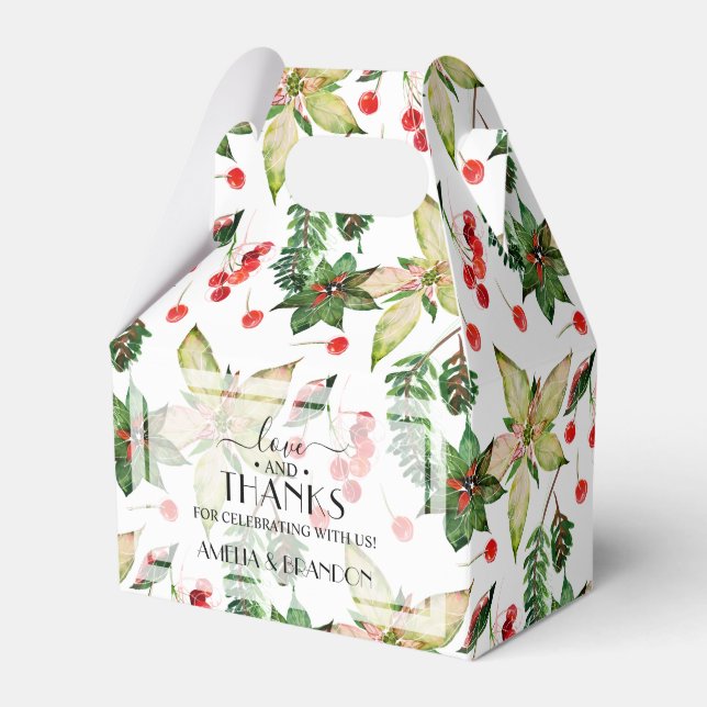 Caja Para Regalos Navidades Poinsettias y Berries (Front Side)