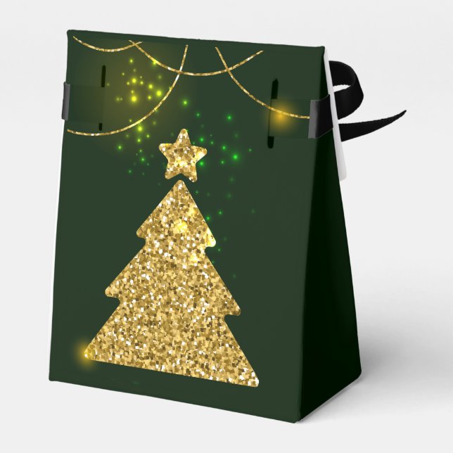 Caja Para Regalos Navidades Purpurina de vacaciones verdes (Reverso)