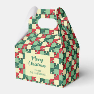 Caja Para Regalos Navidades Red Green Puzzle Piece Geométrica
