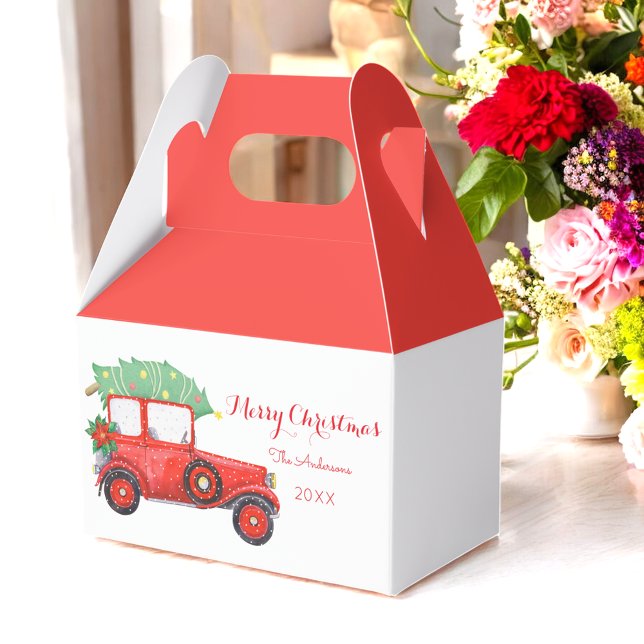 Caja Para Regalos Navidades Red Truck Holiday White (Subido por el creador)